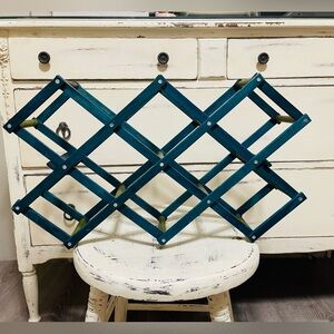 Teal Wooden wine Expandable Rack